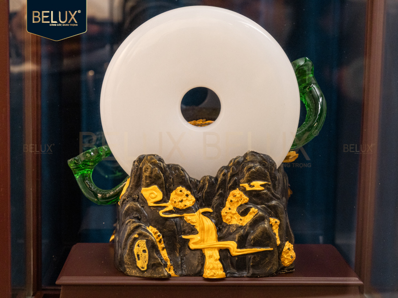 Vương Trượng Như Ý Ngọc Bích dát vàng 24k&nbsp;28x17x36 cm